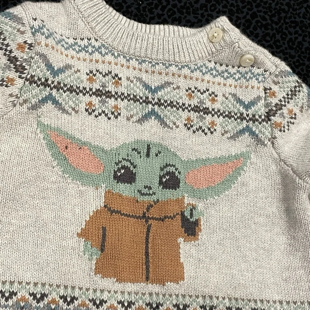 Baby Gap Star Wars Boys Sweater 6-12M Fair Isle Yoda Long Sleeves